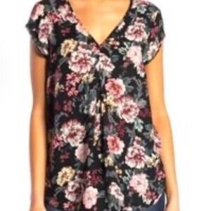 Halogen Black and Pink Floral Blouse